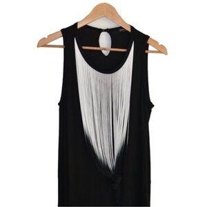 2/40$ KIM&CAMI Black white Fringe sleeveless tie dye fringe jersey lightw Medium